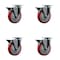 Service Caster 5'' Red Poly Wheel Swivel Top Plate Caster Set with Posi Brake, 4PK SCC-20S514-PPUB-RED-PLB-4 - alternate 1